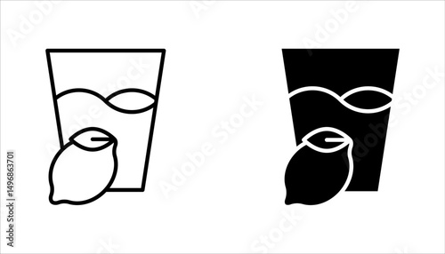 Lemon tea icon set. Hot drink in cup. Antioxidant with vitamin C. Beverage to relax. vector illustration on white background