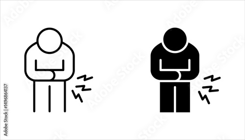 Indigestion icon set. Upset stomach. Stomachache. Digestive disorder. vector illustration on white background