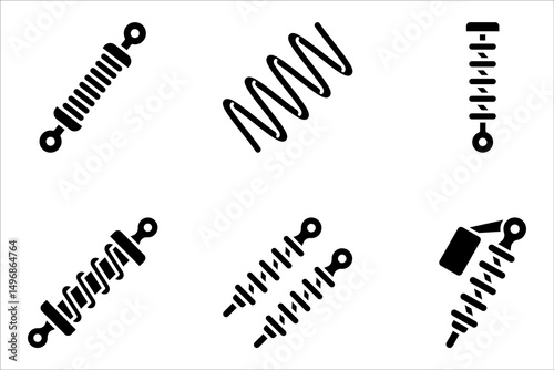 Car Suspension line icon set for web, mobile and ui design, Shock absorber vector illustration on white background