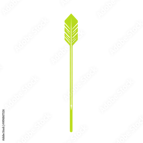 Minimalistic Arrow with Streamlined Contours in Green Isolated on Transparent Background
