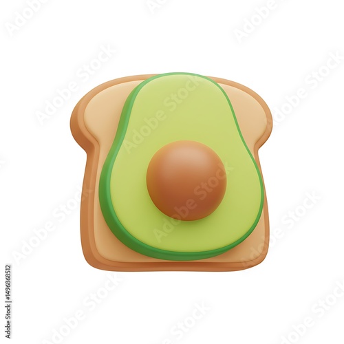 3D kawaii avocado on toast photo