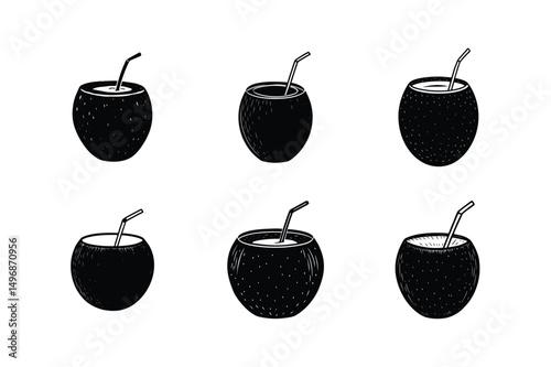 adorable cartoon coconut beverage vector