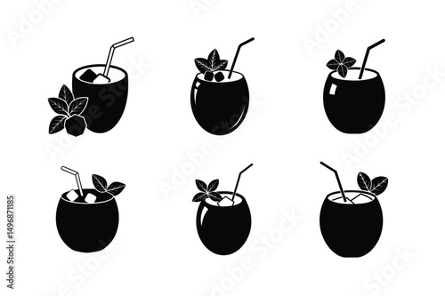 beach themed coconut drink vector