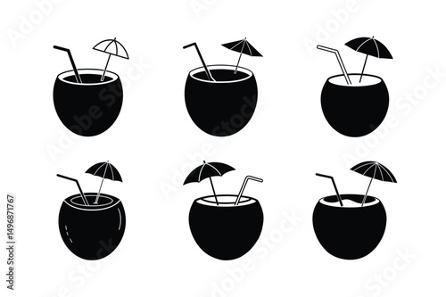 kawaii coconut drink cartoon vector