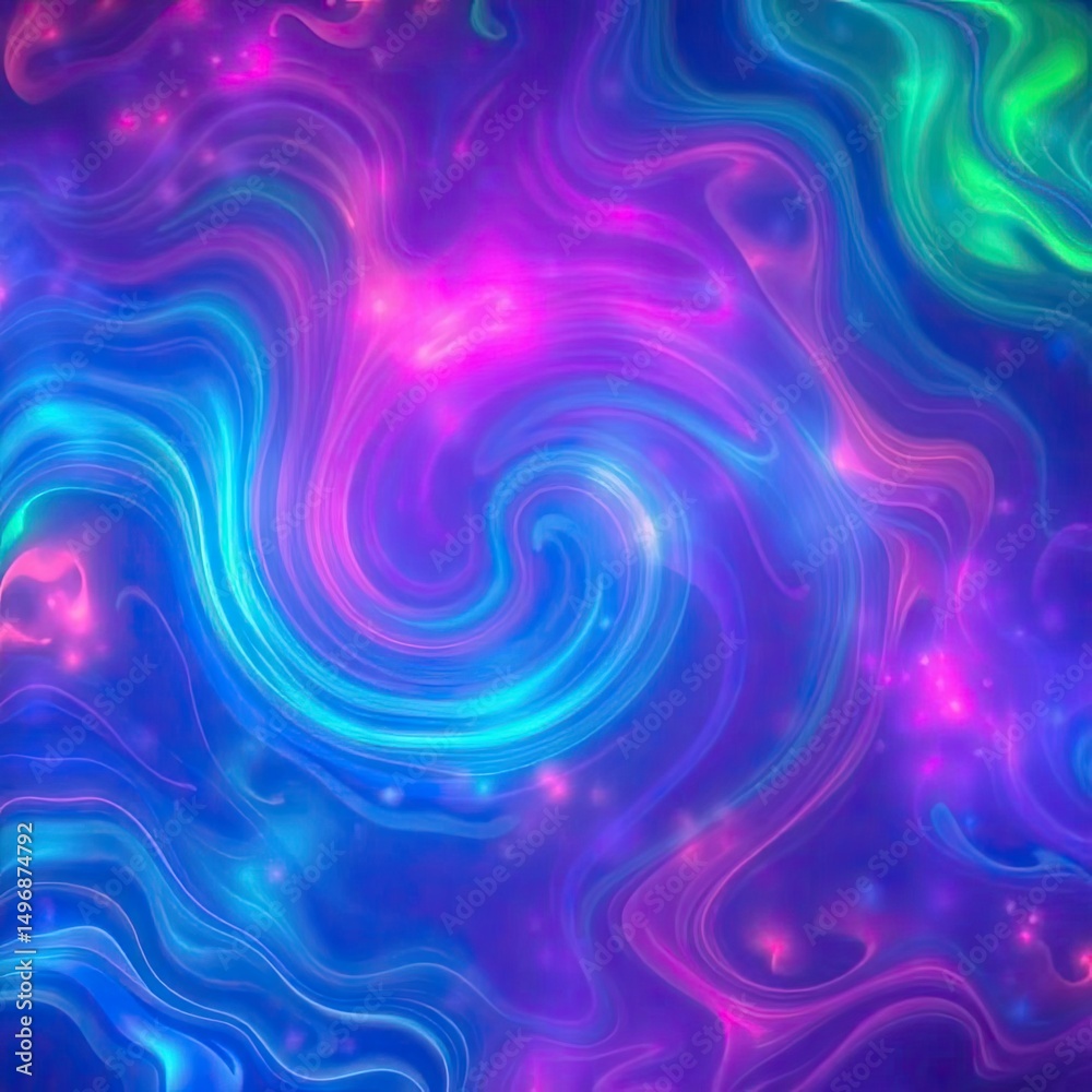 Fototapeta premium Vibrant swirling neon abstract art with glowing particles