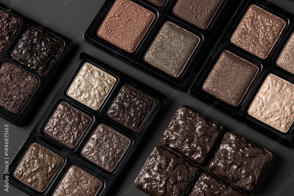Fototapeta premium Eye shadow palettes in various shades of brown