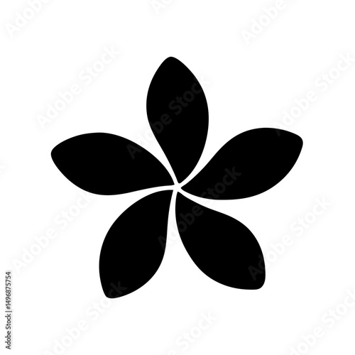 Striking black and white illustration of a five petaled flower silhouette