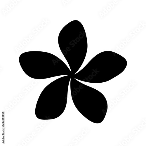 A simple and elegant black silhouette of a five petaled flower design