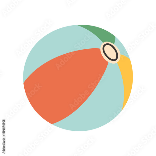 Colorful beach ball vector illustration. Blue, red, yellow and green summer ball isolated on white background.