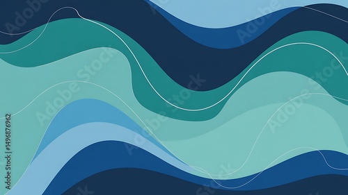 Abstract Blue and Green Wave Background Design for Modern Presentations