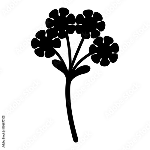 Elegant Silhouette of Flowers on Stem Creating a Minimalist Floral Design
