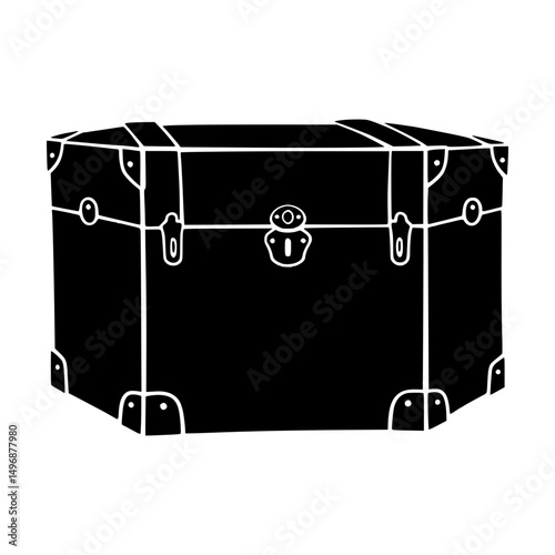 Vintage Suitcase Illustration - Black & White