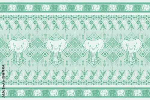popular elephant pattern in asian style this elephant graphic is fashionable in thailand india and south east asia and this elephant and baby elephant can be for textile industry and any package