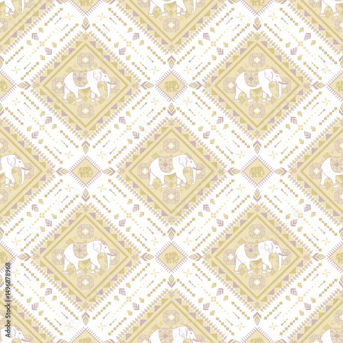 popular elephant pattern in asian style this elephant graphic is fashionable in thailand india and south east asia and this elephant and baby elephant can be for textile industry and any package