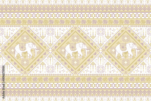 popular elephant pattern in asian style this elephant graphic is fashionable in thailand india and south east asia and this elephant and baby elephant can be for textile industry and any package