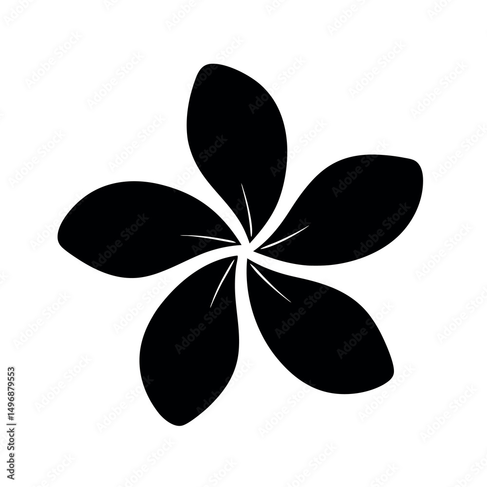 Stylized silhouette of a frangipani flower blossom with five petals Stylized silhouette of a frangipani flower blossom with five petals