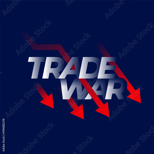 Vector illustration of Trade War background with down arrows