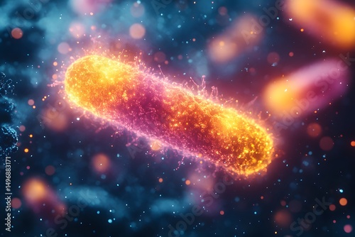 3D Render of Vibrant Microbial Cell in Expansive Scientific Visualization