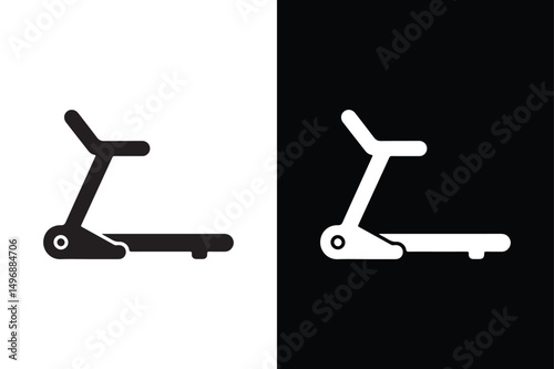 Treadmill Clipart Vector Bold Black Silhouette for Gym Design.