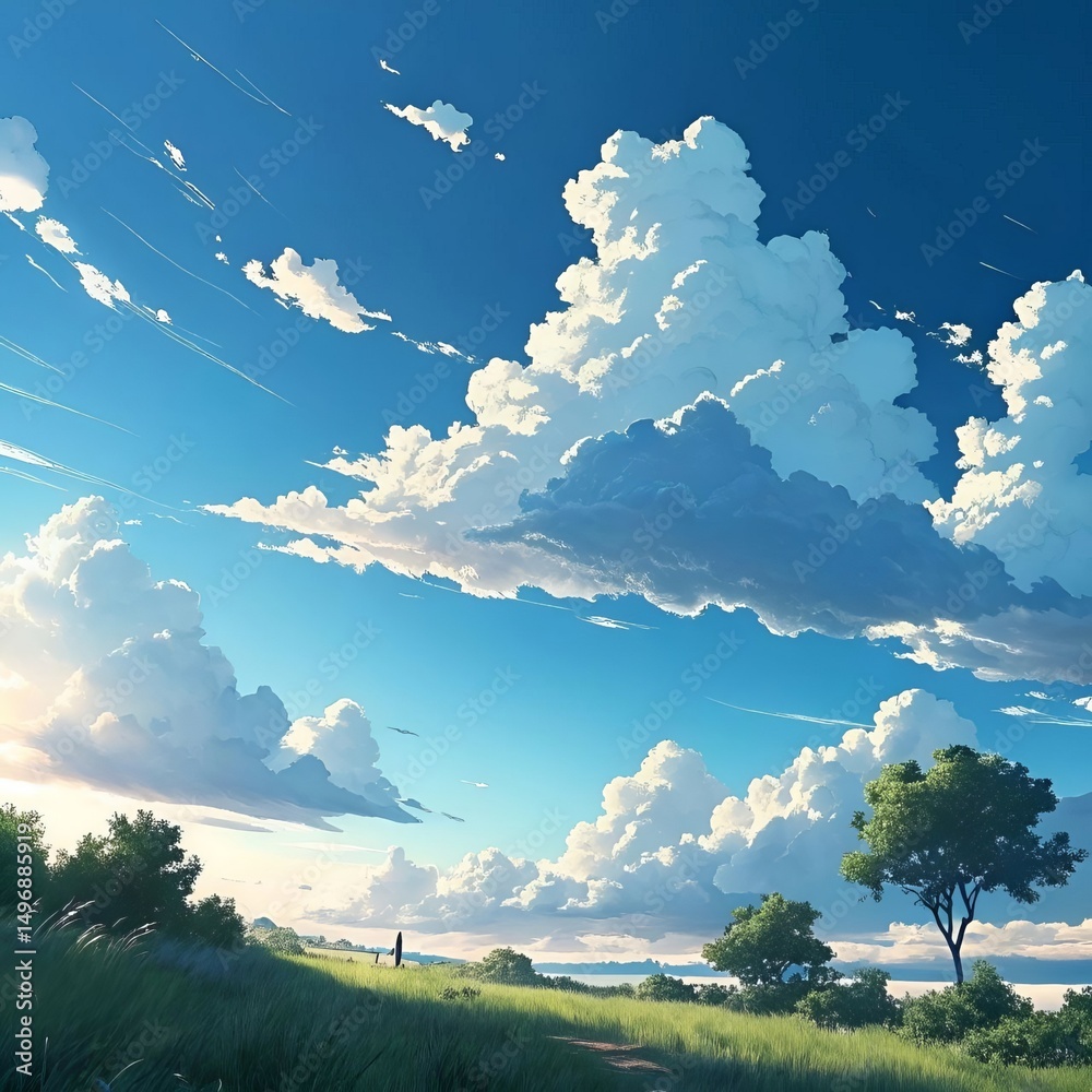 Fototapeta premium Beneath the Endless Sky: A Journey Through Tranquil Horizons.