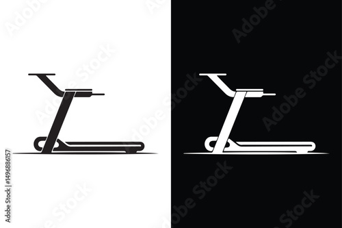 Treadmill Workout Icon Simple Fitness Silhouette Vector in Black and White.
