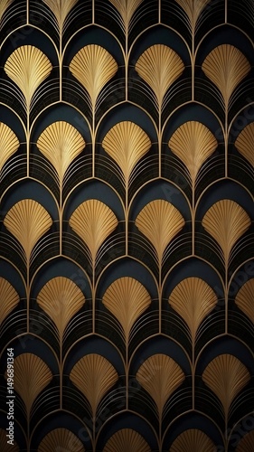 Elegant gold and black art deco pattern background texture