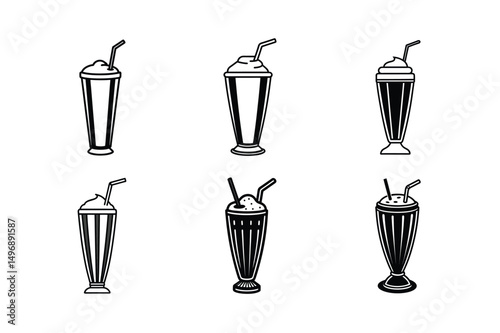3d style vanilla almond milkshake vector realistic shading
