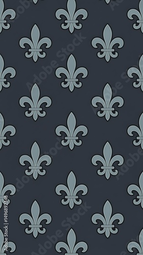 Seamless fleur de lis pattern dark blue background elegant design