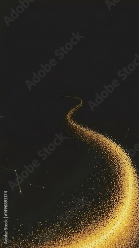 Abstract golden stardust trail on black background elegant design