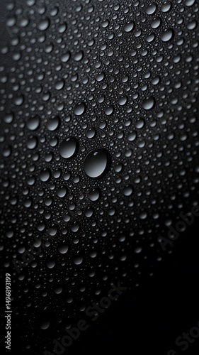Abstract background of water droplets on a dark surface