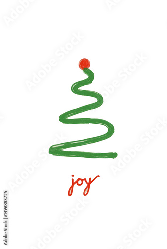 Simplistic Joy – Three Wispy Vertical Lines in Green Representing a Minimalist Christmas Tree with a Red Dot at the Top