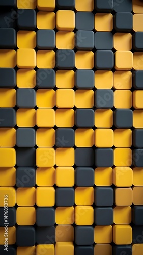 Abstract background of yellow and dark gray cubes pattern