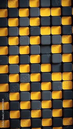 Abstract background with yellow and gray 3d blocks pattern