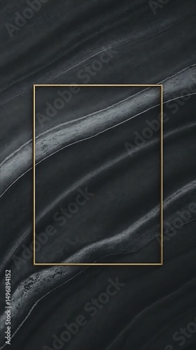 Elegant gold frame on dark marble background for mockup