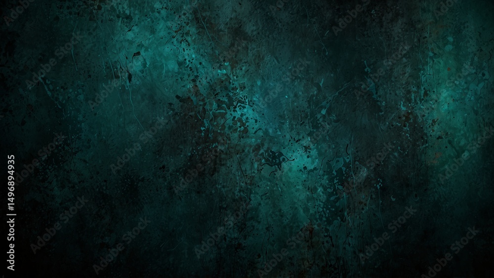 Obraz premium Abstract dark turquoise grunge background. Blue-green grunge banner. Decorative colorful rock texture.