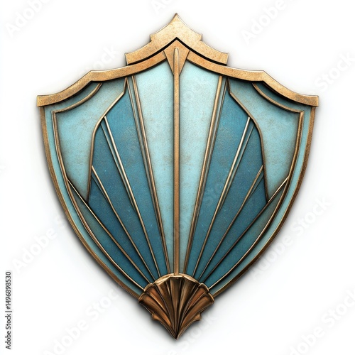 Azure shield, art deco style, ornate