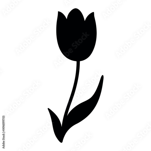 Elegant silhouette of a tulip in full bloom, casting a simple beauty