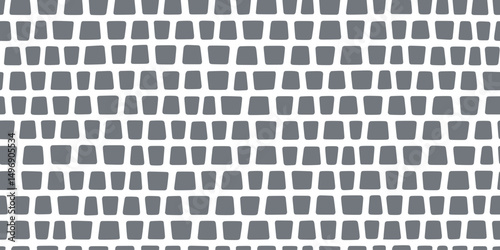 Paved stone seamless pattern. Pavement tile texture. Stone mosaic background. Cobble floor interior pattern. Block sidewalk ornament. Vector illustration isolated on white background.