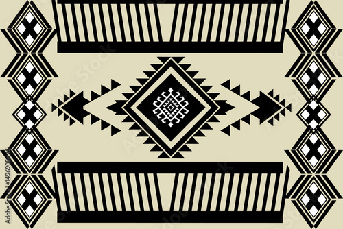 Navajo tribal vector seamless pattern. Native American ornament. Ethnic South Western decor style. Boho geometric ornament. Vector seamless pattern. Mexican blanket, rug. Woven carpet illustration	
