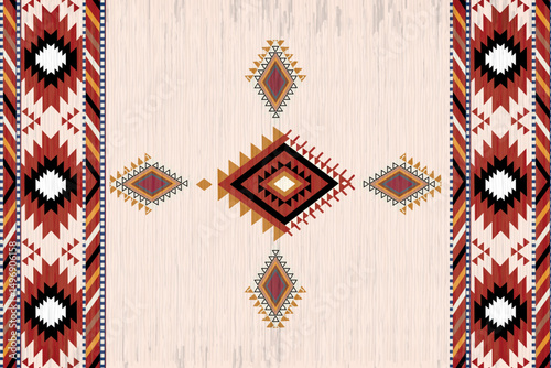 Navajo tribal vector seamless pattern. Native American ornament. Ethnic South Western decor style. Boho geometric ornament. Vector seamless pattern. Mexican blanket, rug. Woven carpet illustration	
