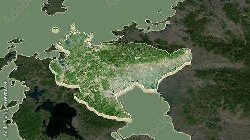 Saga region, Japan, extruded. 