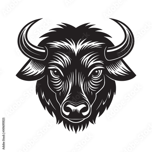 Buffalo head vector art silhouette.