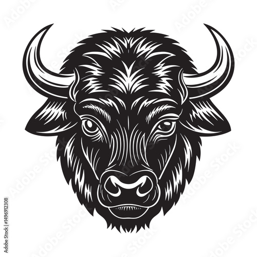 Buffalo head vector style silhouette.