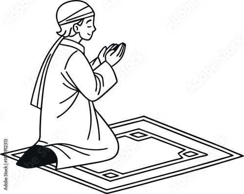 Muslim Man in Prayerful Posture