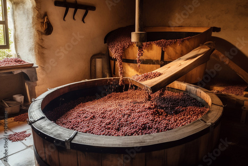Cozy Craft Rustic Fermentation Vat with Crushed Grapes