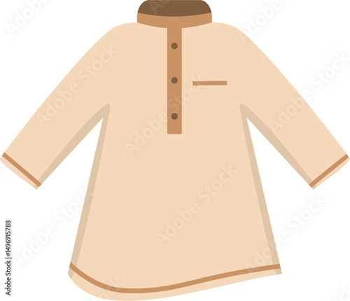 Flat Design Beige Kurta Shirt Fashion Apparel Icon