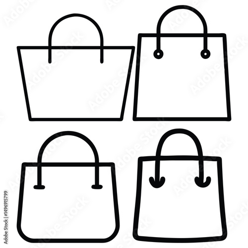 Paper shopping bags vector illustration with sale and gift designs