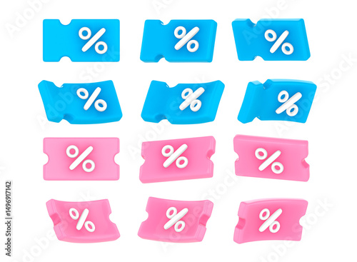 coupon, sale, promotion, 3d, object, icon