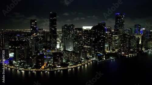 Wallpaper Mural Night Scape Downtown In Miami Florida United States. Aerial View Of A Bustling Downtown Cityscape With Modern Buildings. Night Freeway Road Downtown Cityscape. Night Outdoor Famous. Miami Florida. Torontodigital.ca