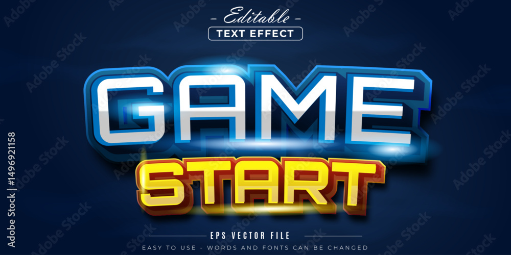 Fototapeta premium Game start neon text, editable text effect.